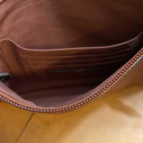 Frye Small Cognac Leather Satchel Clutch Wristlet with Handle - Picture 9 of 15